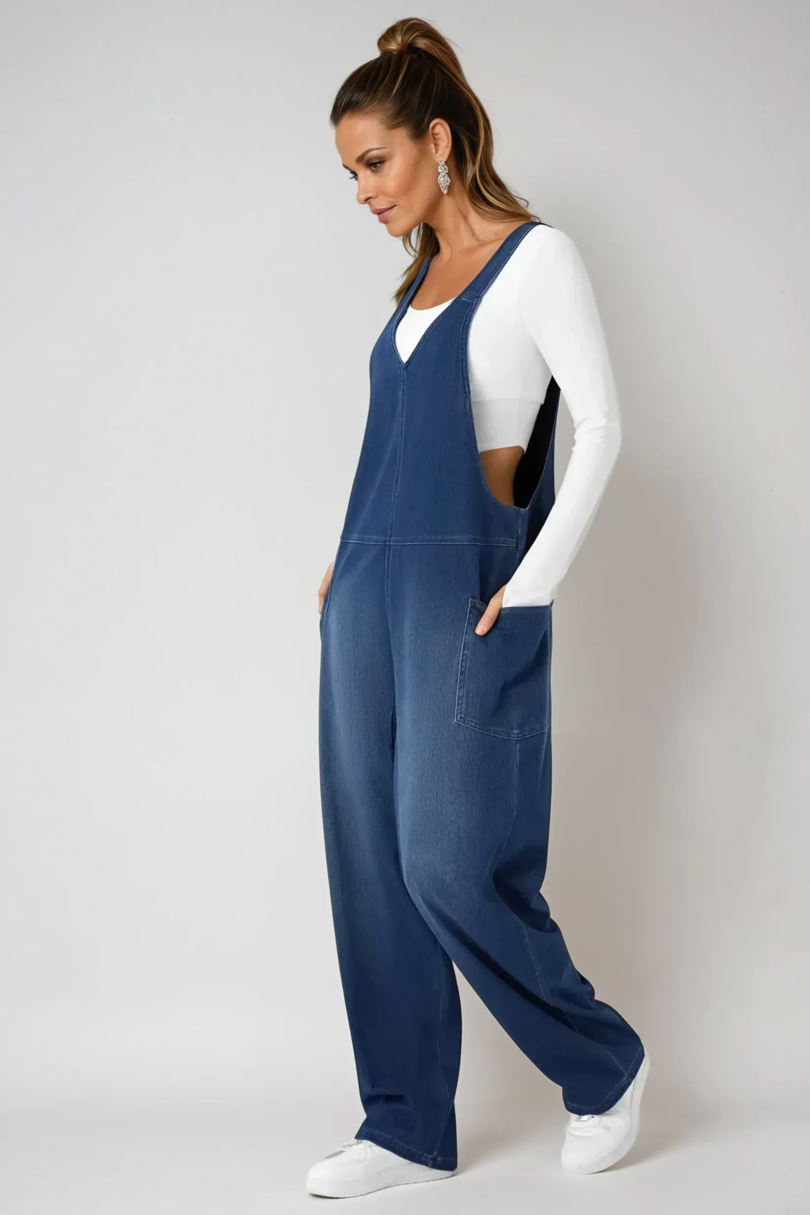 Snugz Super Stretch Denim Dungaree- Dark Blue