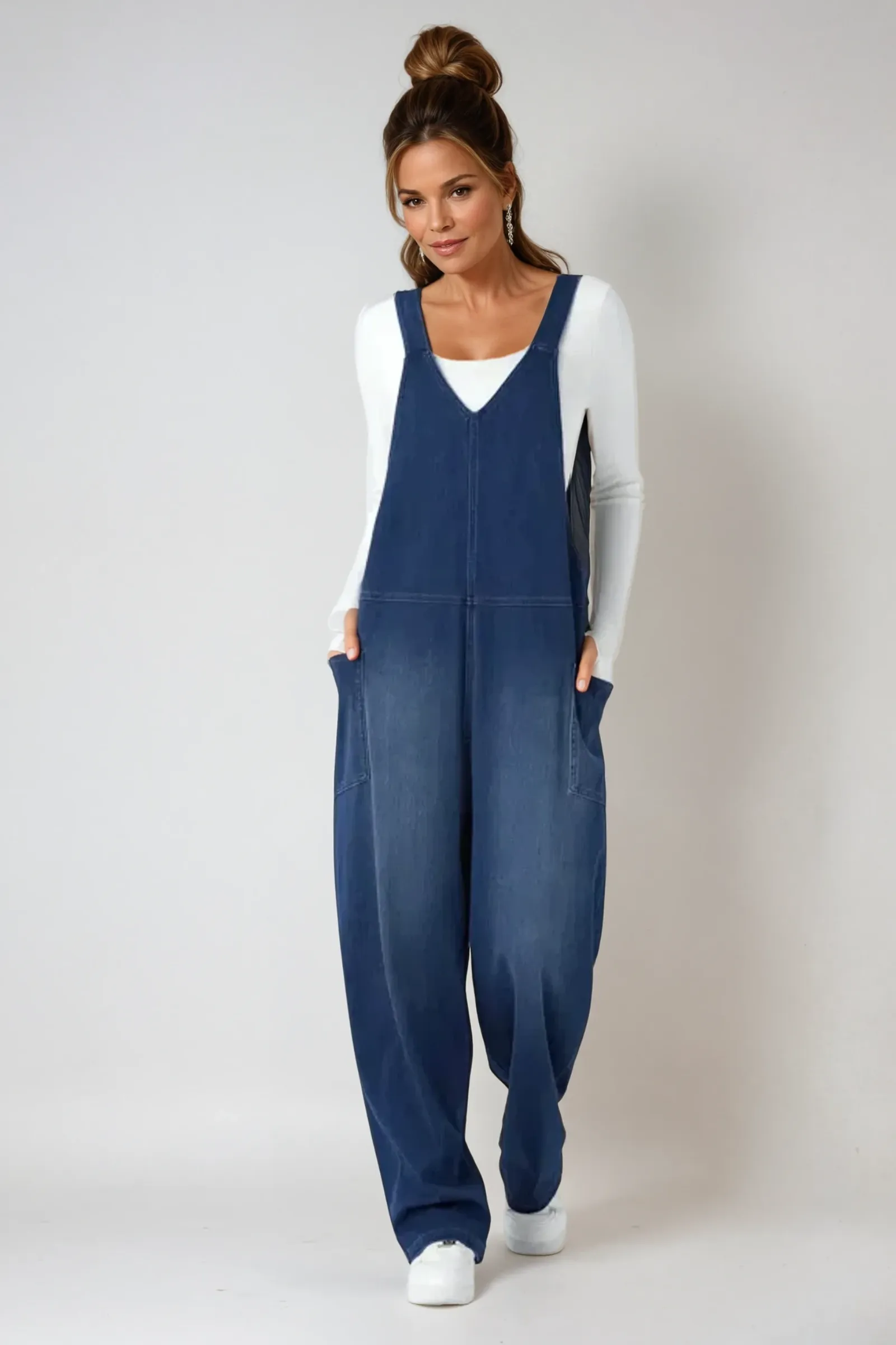 Snugz Super Stretch Denim Dungaree- Dark Blue