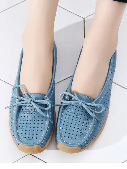 Soft Bottom Pregnant Peas Shoes Four Seasons Flat Shoes A Pedal Mother Shoes Hollow Breathable Casual Single Shoes Female Summer
