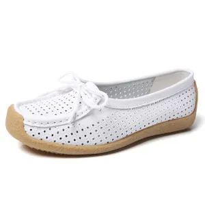 Soft Bottom Pregnant Peas Shoes Four Seasons Flat Shoes A Pedal Mother Shoes Hollow Breathable Casual Single Shoes Female Summer