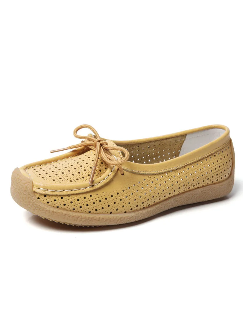 Soft Bottom Pregnant Peas Shoes Four Seasons Flat Shoes A Pedal Mother Shoes Hollow Breathable Casual Single Shoes Female Summer