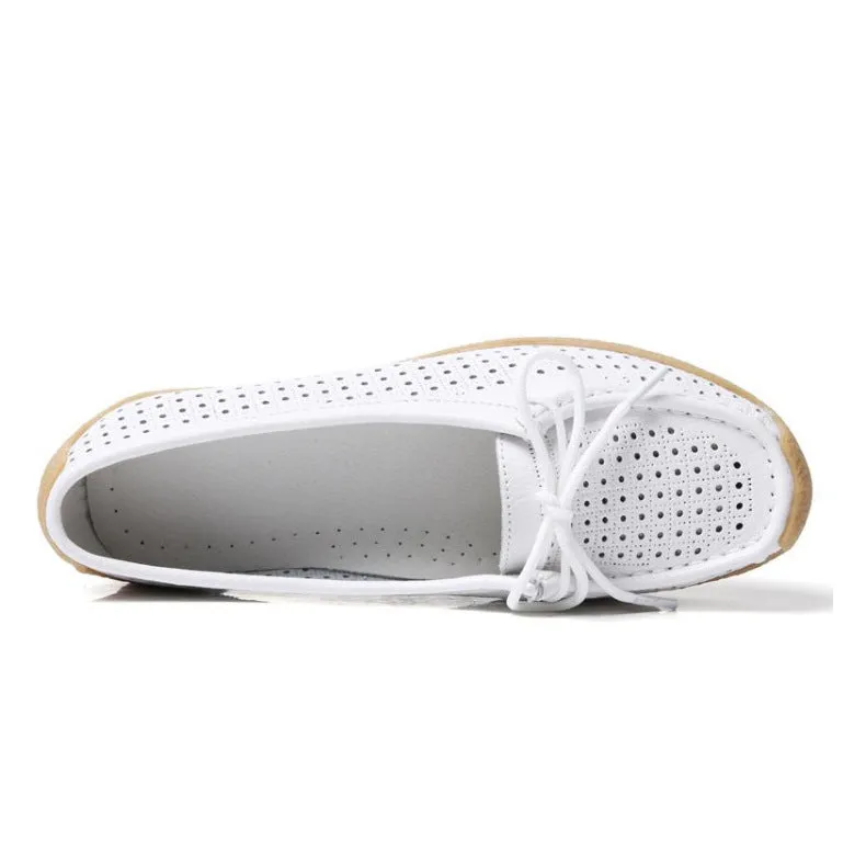 Soft Bottom Pregnant Peas Shoes Four Seasons Flat Shoes A Pedal Mother Shoes Hollow Breathable Casual Single Shoes Female Summer