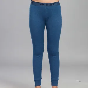 Soft Polyester-Viscose Blend Alpine Thermal Trousers for Kids with an Elastic Waistband, Slim Fit, and Cuffed Bottoms - Blue Melange