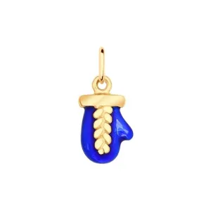 SOKOLOV - Gold Plated Silver Mitten Charm, Blue Enamel