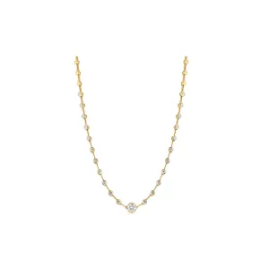 Spaced Round Diamond Necklace with Center Bezel