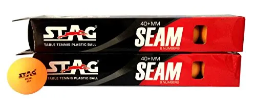 STAG Seam Plastic Table Tennis Ball (40mm, Orange) - Pack of 12