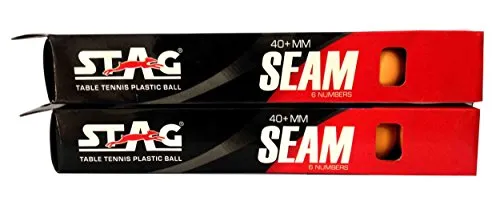 STAG Seam Plastic Table Tennis Ball (40mm, Orange) - Pack of 12