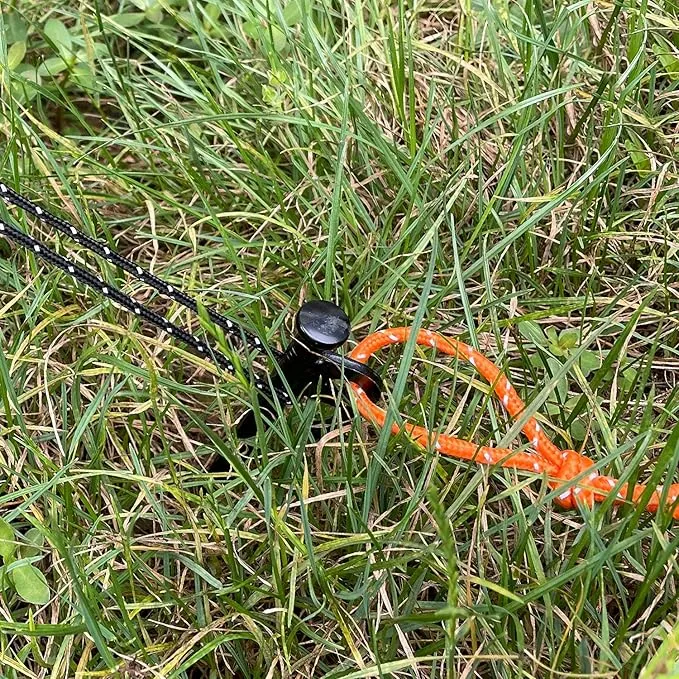Sutekus Metal Tent Stakes with Reflective Pull Cord Heavy-Duty Forged Steel Tent Pegs Solid Tent Anchors and Camping Spikes for Camping Hiking Outdoors (12"/8PCS)
