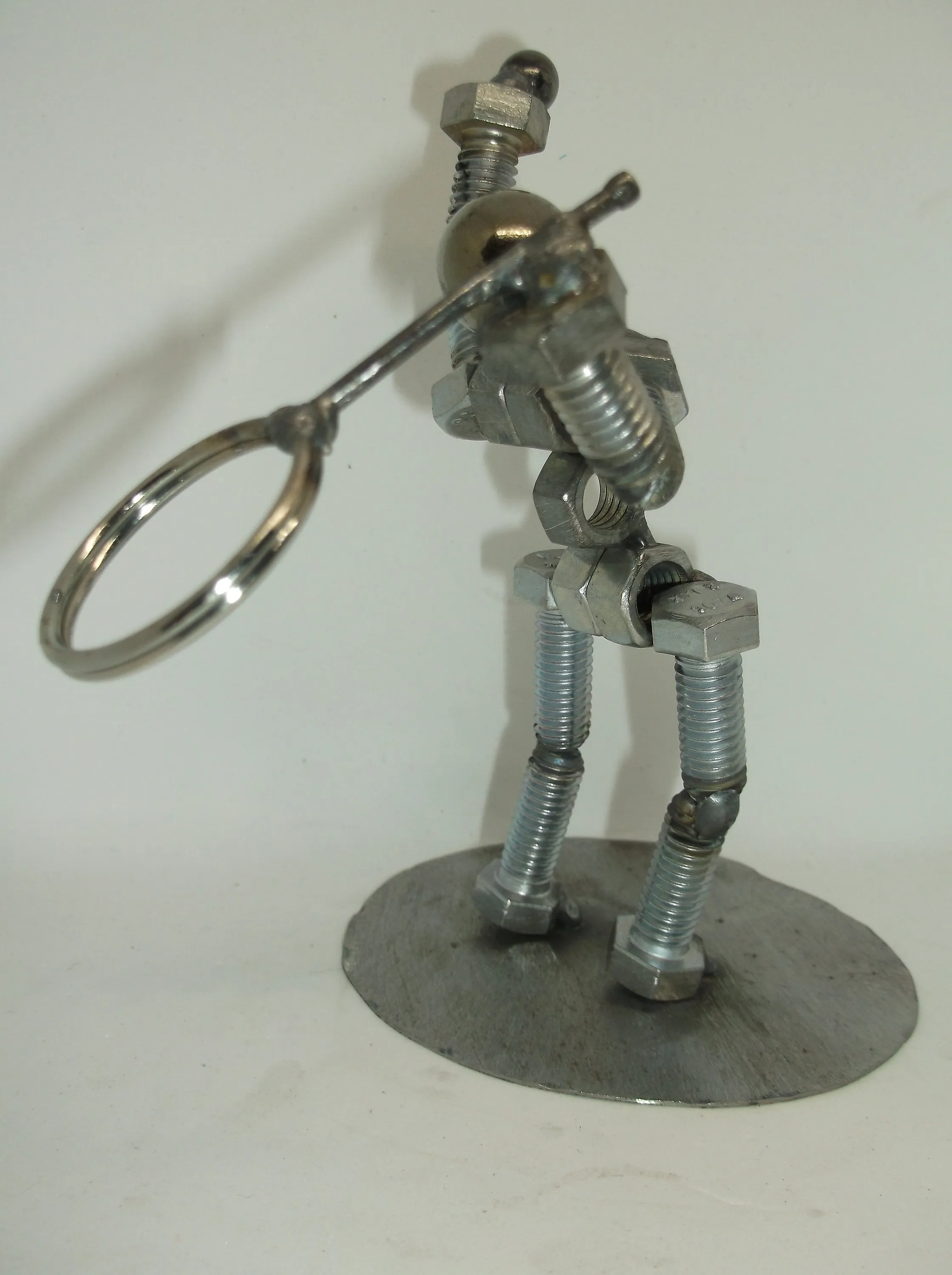 Tennis Player Metal Bolt Figurine, Athlete, Sports figure, Up cycled Welded Art