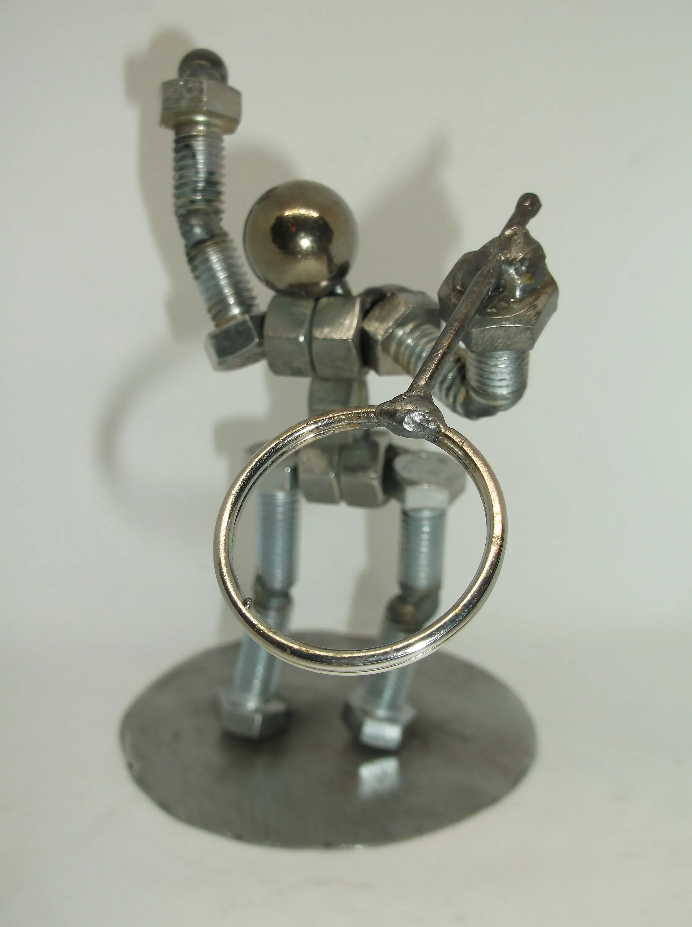 Tennis Player Metal Bolt Figurine, Athlete, Sports figure, Up cycled Welded Art