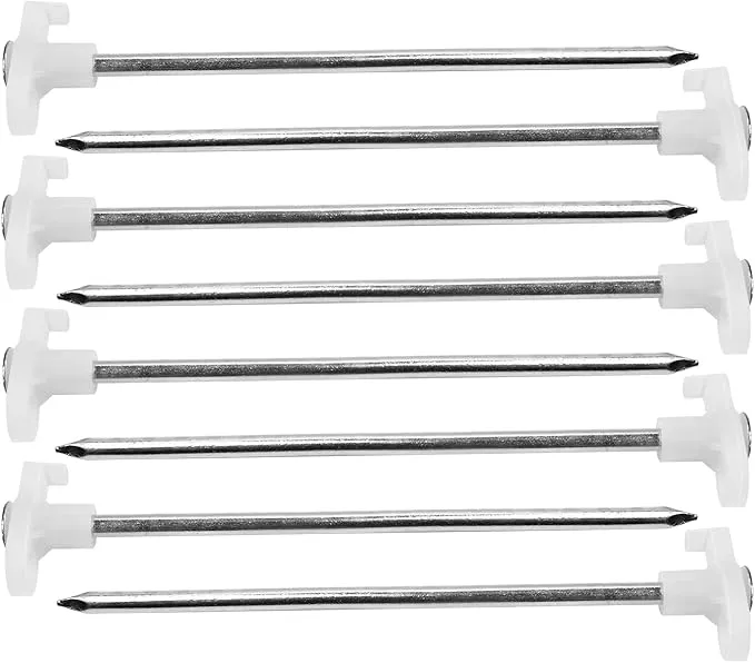 Tent Stakes, Galvanized Steel Pop Up Tent Stakes Pegs with Fluorescent Stopper for Pitching Camping Tents Canopy (White)