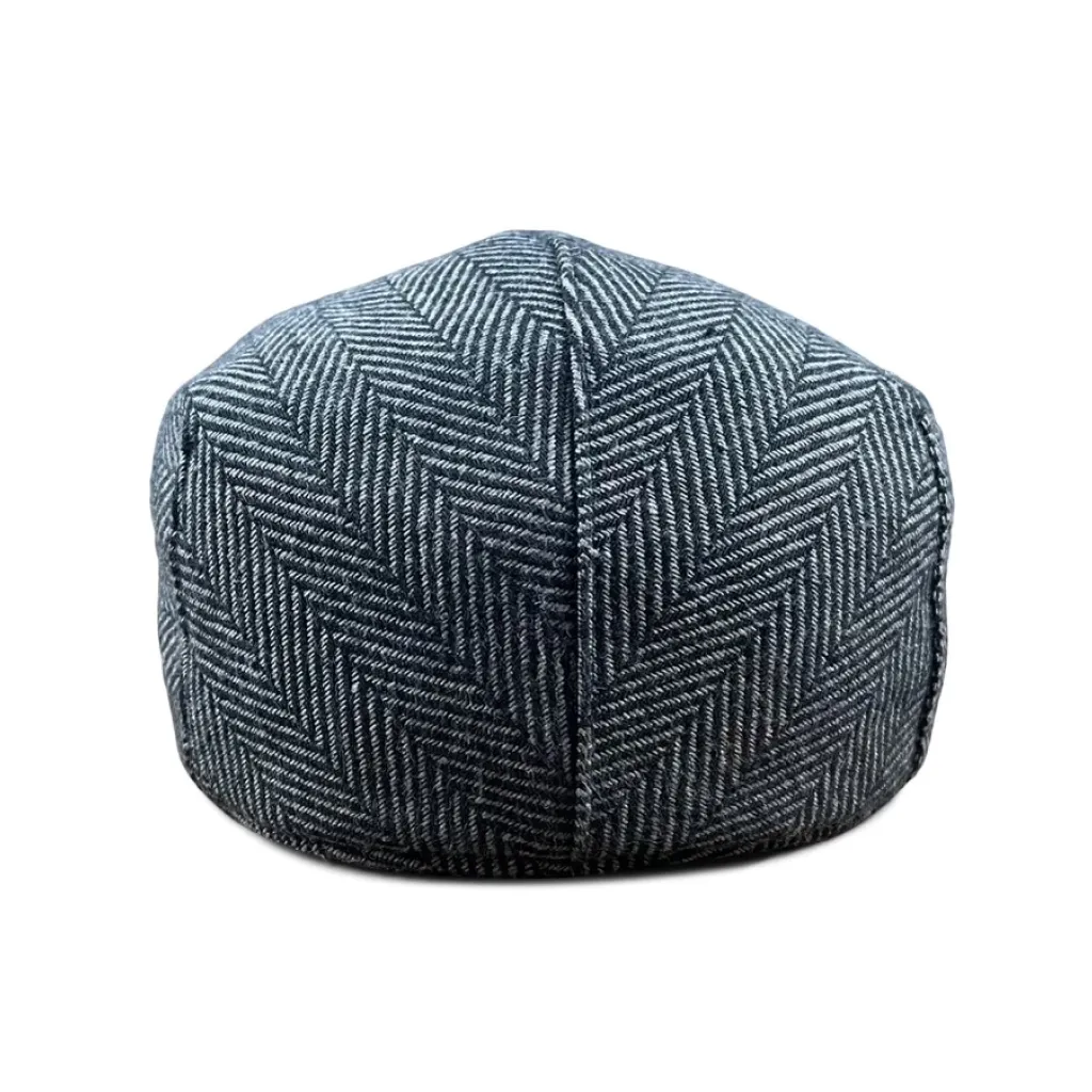 The Flap Cap Boston Scally Cap - Grey Herringbone