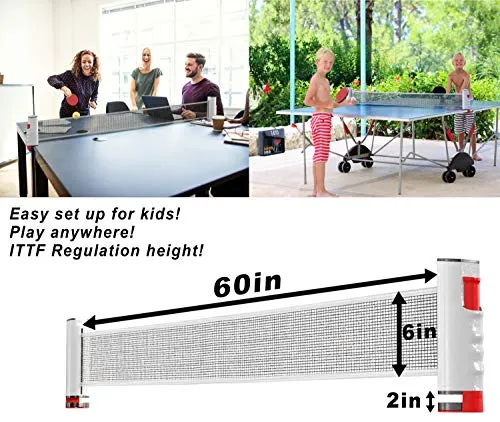 Tigyu Ping Pong Paddle Set of 4 - Table Tennis Paddles - Ping Pong Net for Any Table - Table Tennis Balls - 4 Over Grips - Storage Case