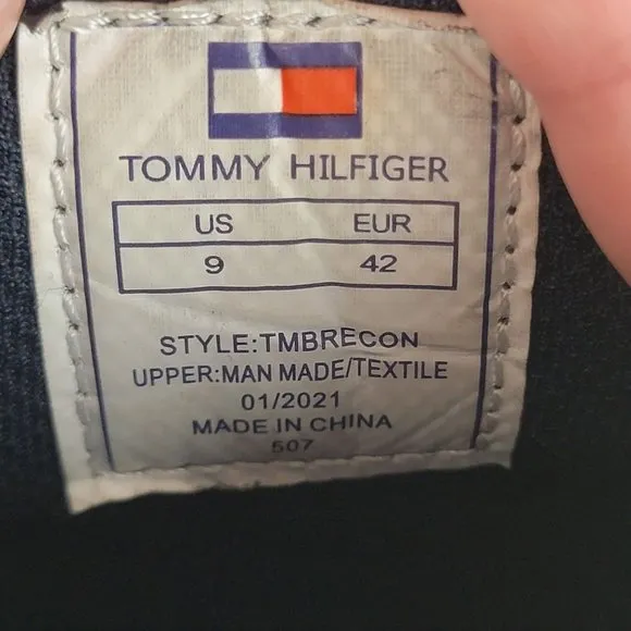 Tommy Hilfiger Brecon Mens Blue Leather  Lace Up Low Top Logo Casual Sneakers 9M