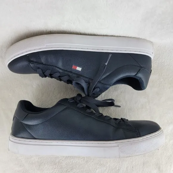 Tommy Hilfiger Brecon Mens Blue Leather  Lace Up Low Top Logo Casual Sneakers 9M