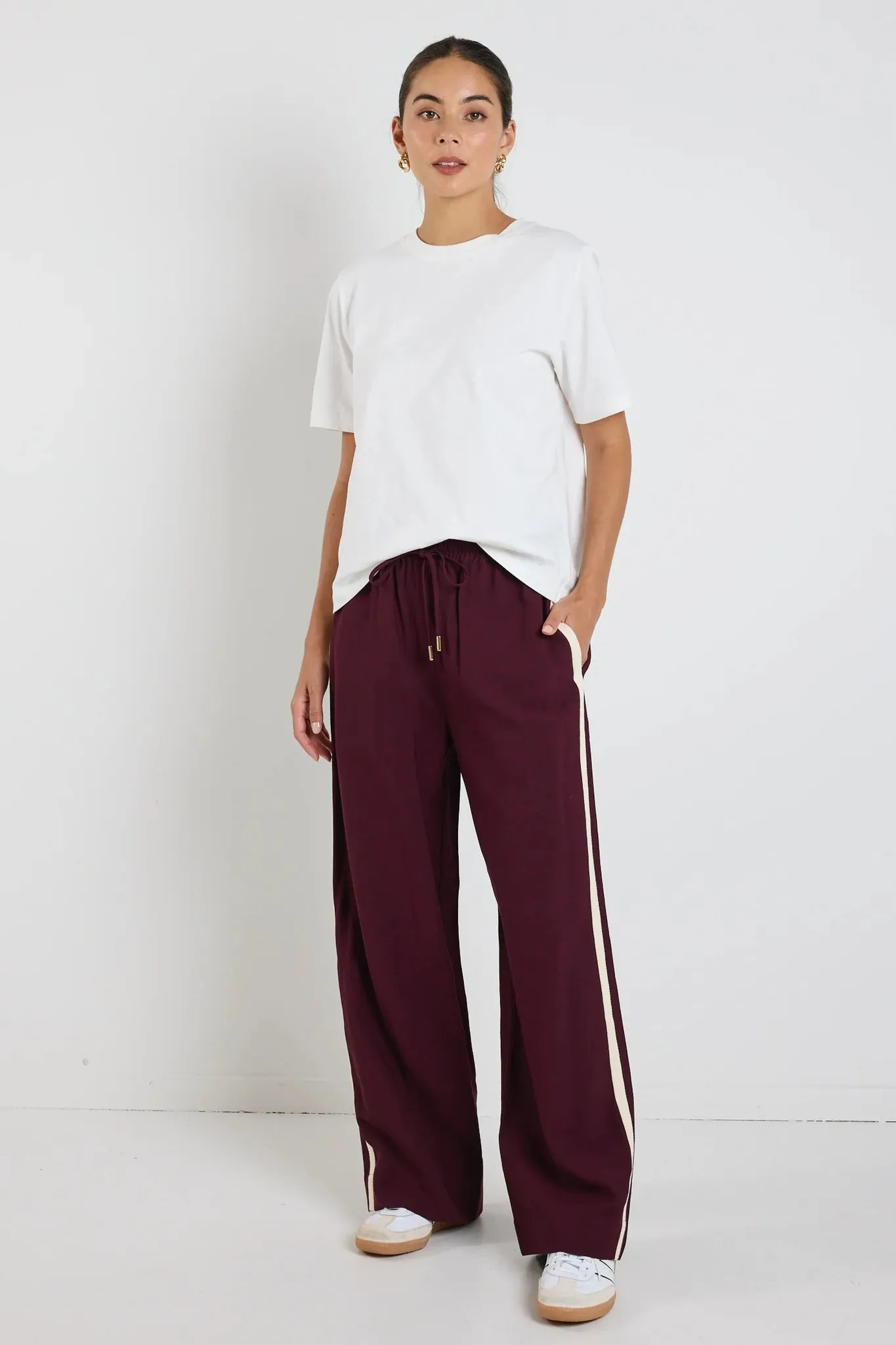 Townie Side Stripe Pant Burgundy