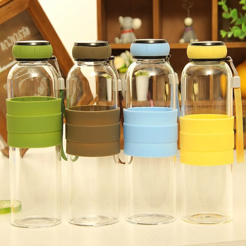 Transparent Glass Sports Water Bottle