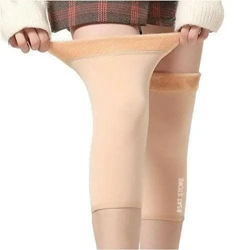Unisex Woolen Thermal Warm Leg Warmers and Finger less Long Socks Protective Knee Cap (Skin)