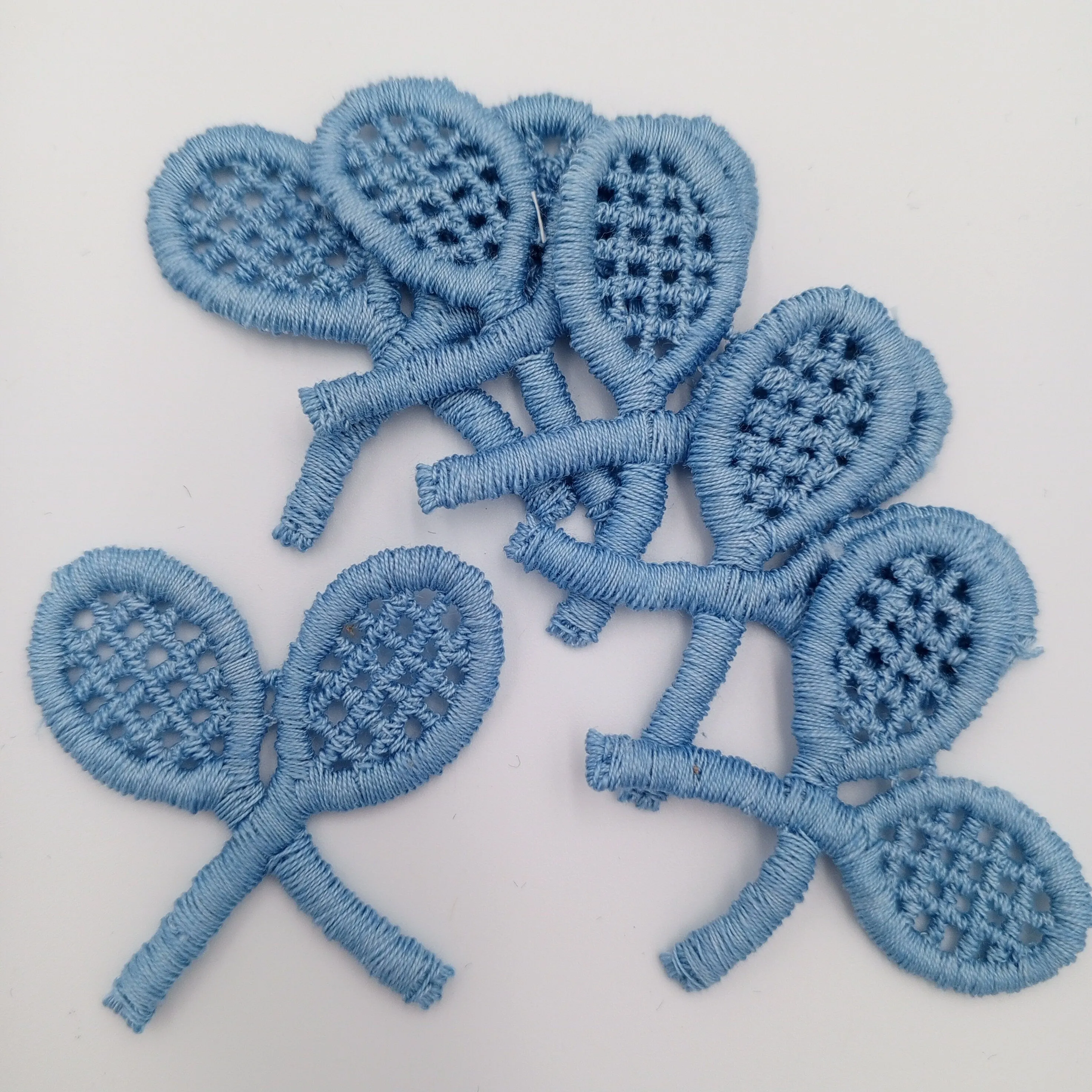 VINTAGE Tennis Patches light blue Embroidered Appliques #917