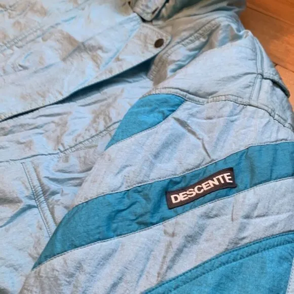 Vintage Descente blue winter ski outdoor jacket insulated retro 80’s shiny sz LG