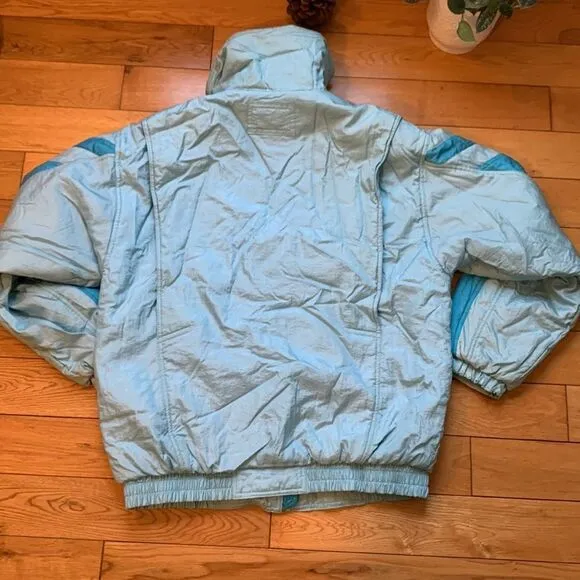 Vintage Descente blue winter ski outdoor jacket insulated retro 80’s shiny sz LG
