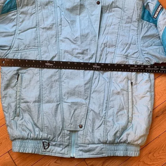 Vintage Descente blue winter ski outdoor jacket insulated retro 80’s shiny sz LG