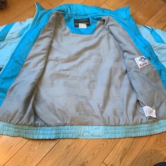 Vintage Descente blue winter ski outdoor jacket insulated retro 80’s shiny sz LG