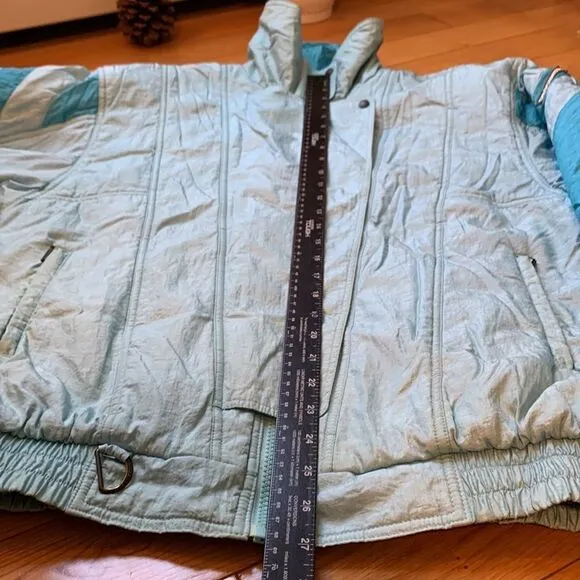 Vintage Descente blue winter ski outdoor jacket insulated retro 80’s shiny sz LG