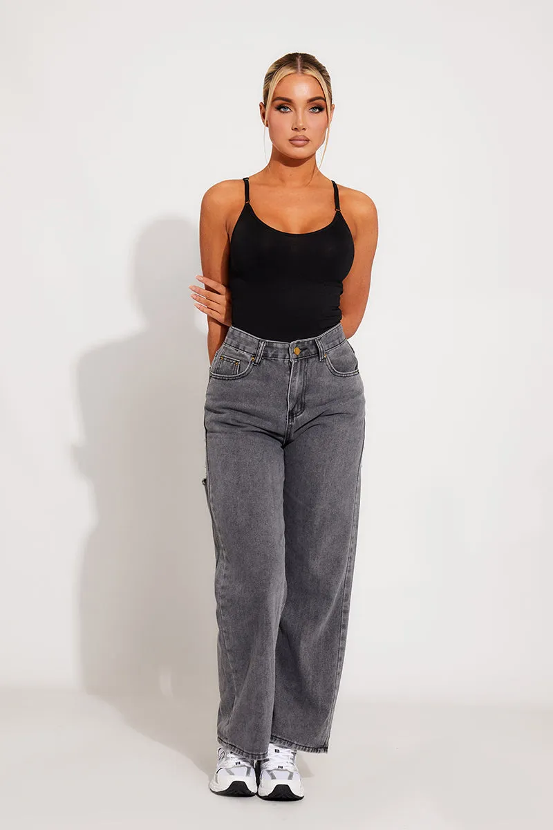 Washed Black Wide-Leg Jeans | High-Waisted Comfort | Off-Duty Cool