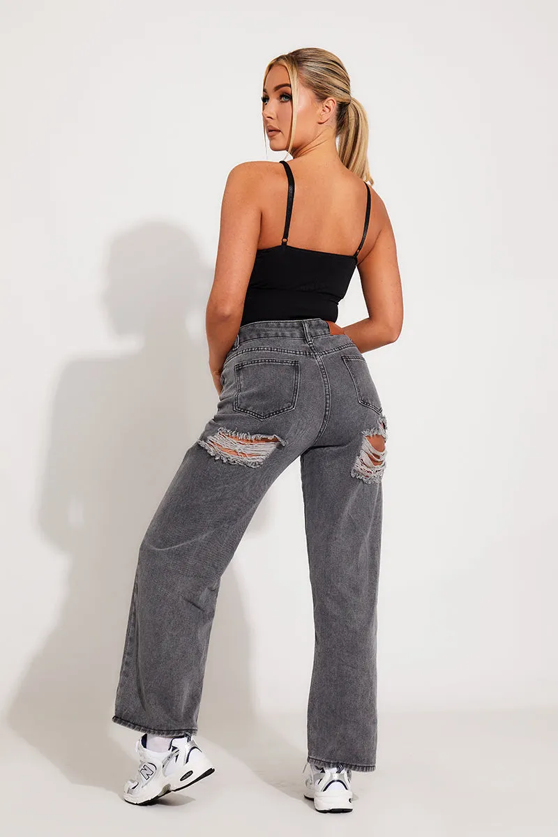 Washed Black Wide-Leg Jeans | High-Waisted Comfort | Off-Duty Cool