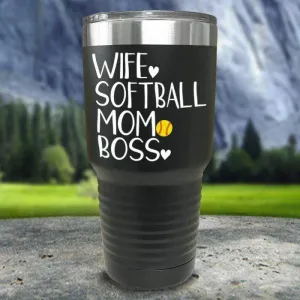 Wife Softball Mom Boss Color Printed Tumblers