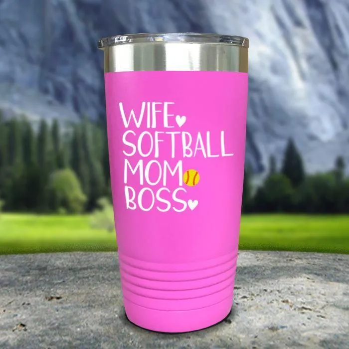 Wife Softball Mom Boss Color Printed Tumblers