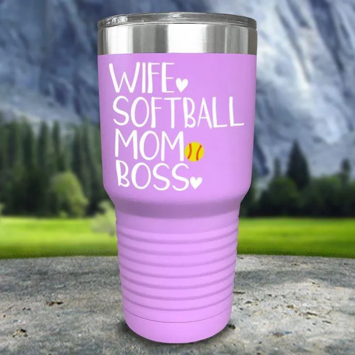 Wife Softball Mom Boss Color Printed Tumblers