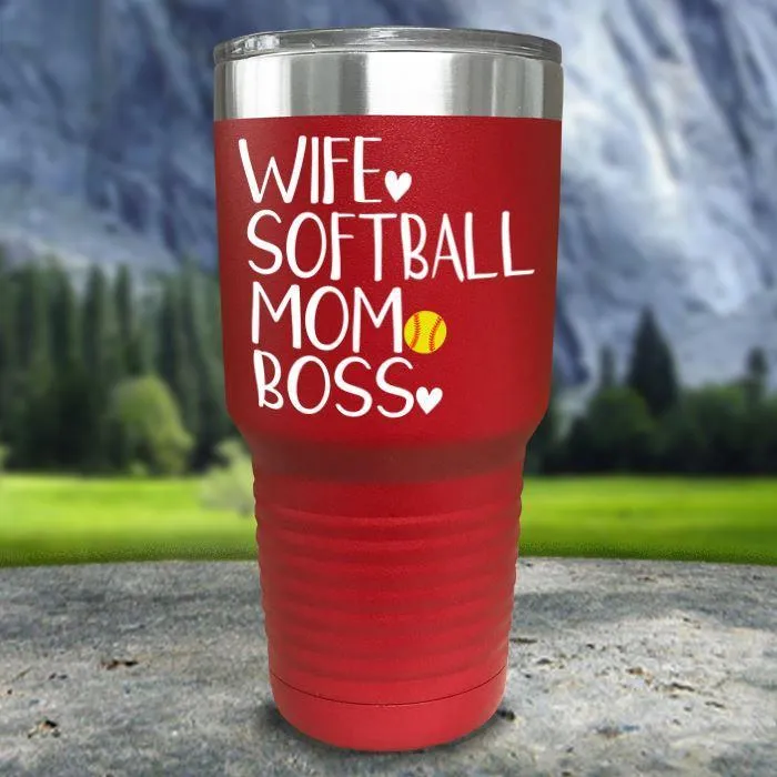Wife Softball Mom Boss Color Printed Tumblers