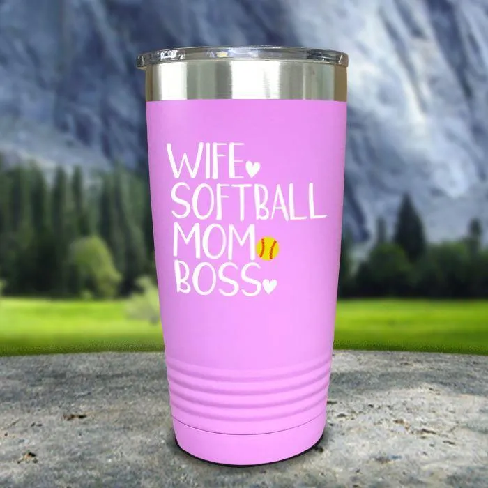 Wife Softball Mom Boss Color Printed Tumblers