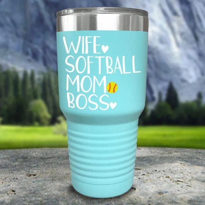 Wife Softball Mom Boss Color Printed Tumblers