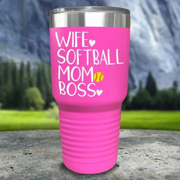 Wife Softball Mom Boss Color Printed Tumblers