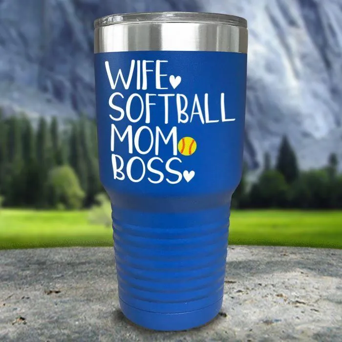 Wife Softball Mom Boss Color Printed Tumblers