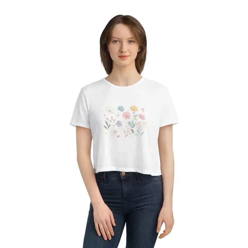 Wild Spring Flowers Flowy Cropped Tee with Modern Chic