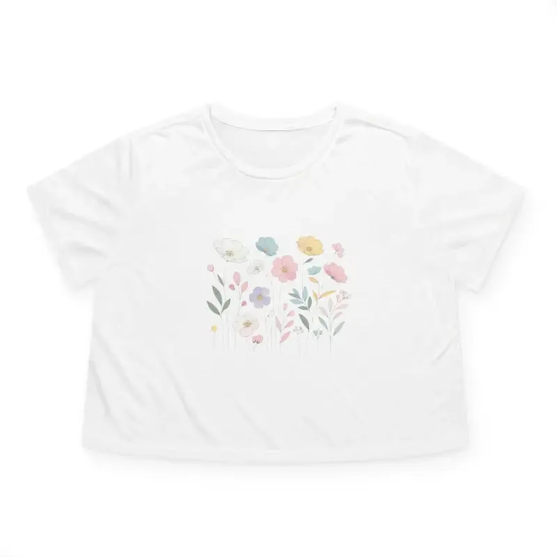Wild Spring Flowers Flowy Cropped Tee with Modern Chic