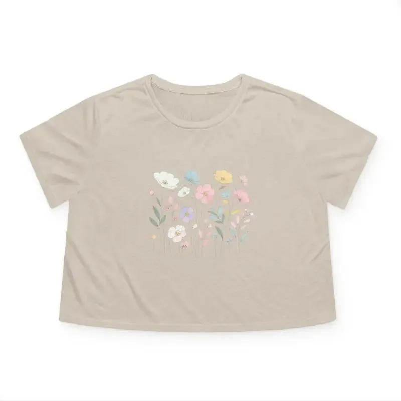 Wild Spring Flowers Flowy Cropped Tee with Modern Chic