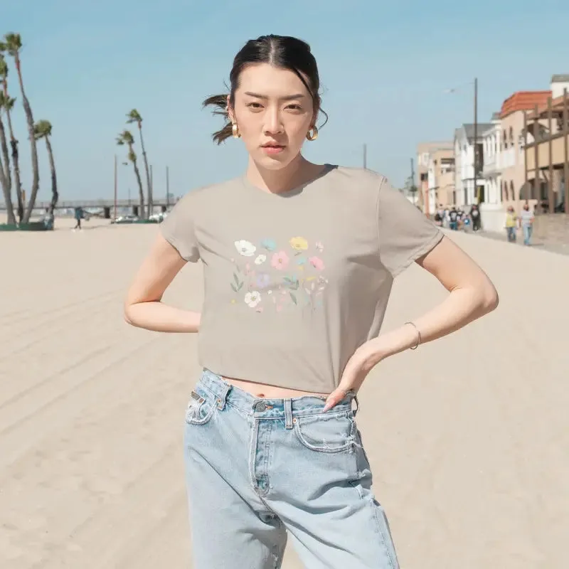 Wild Spring Flowers Flowy Cropped Tee with Modern Chic