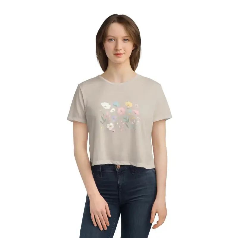 Wild Spring Flowers Flowy Cropped Tee with Modern Chic