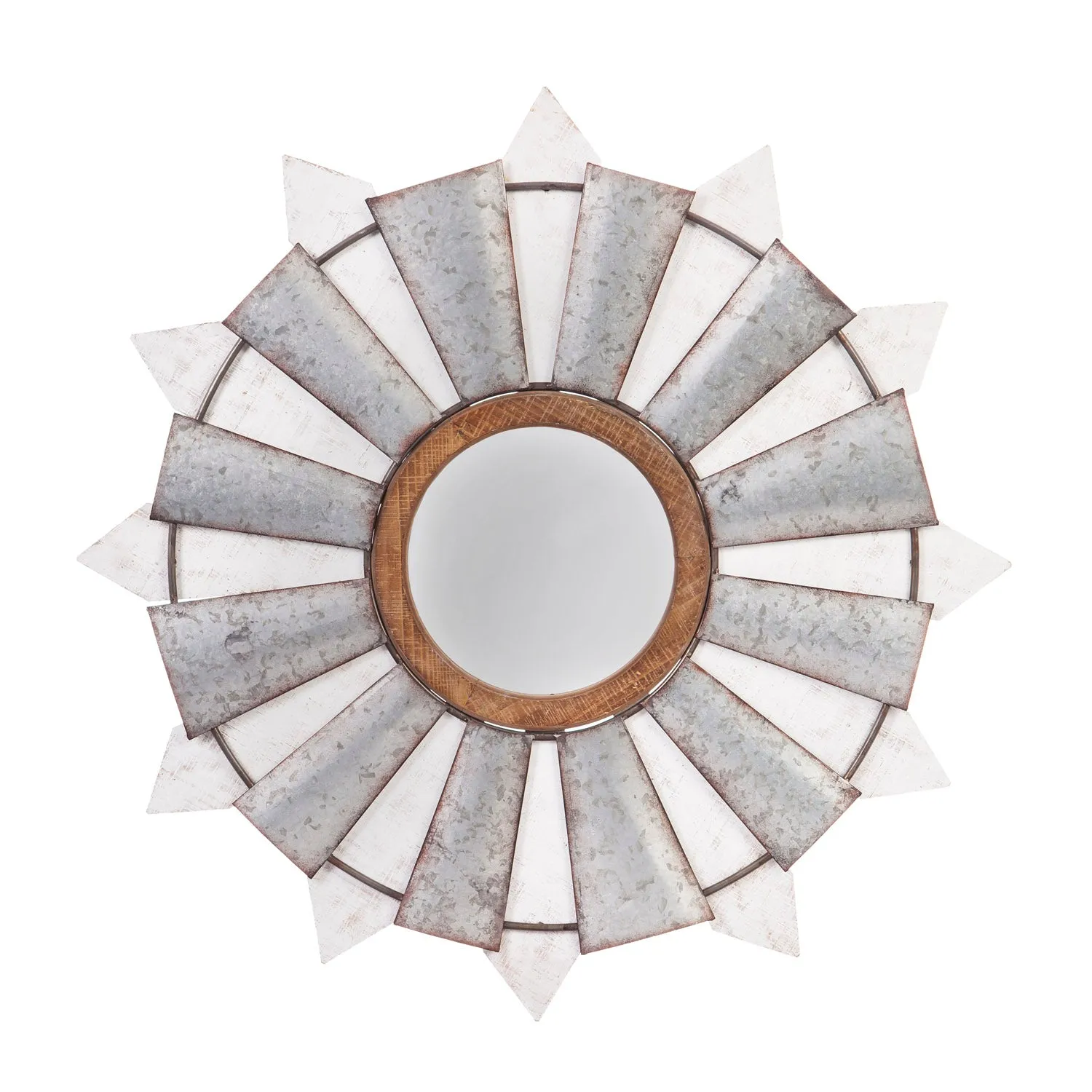 Windmill Wall Mirror with Metal and Wood Frame,6mrm100