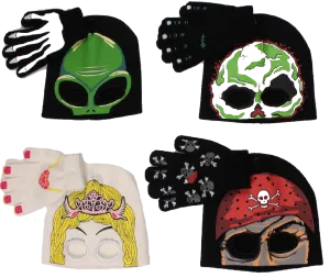 Winter-Hats Kids Glow-in-the-Dark Costume Mask Hat & Glove Set