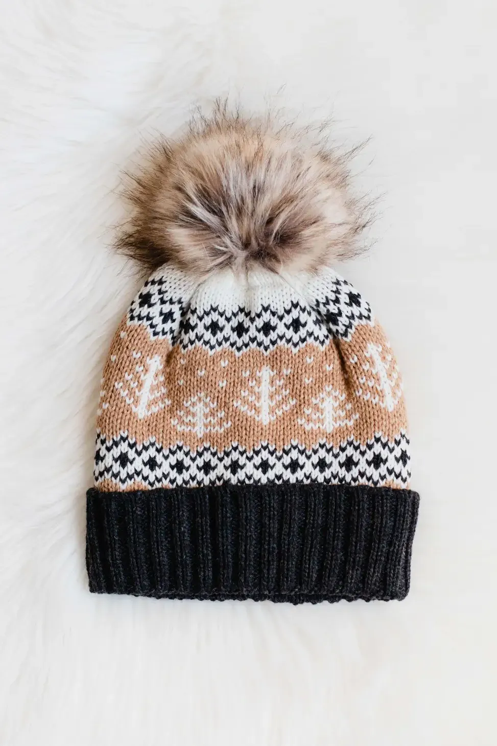 Winter Pattern Pom Hat