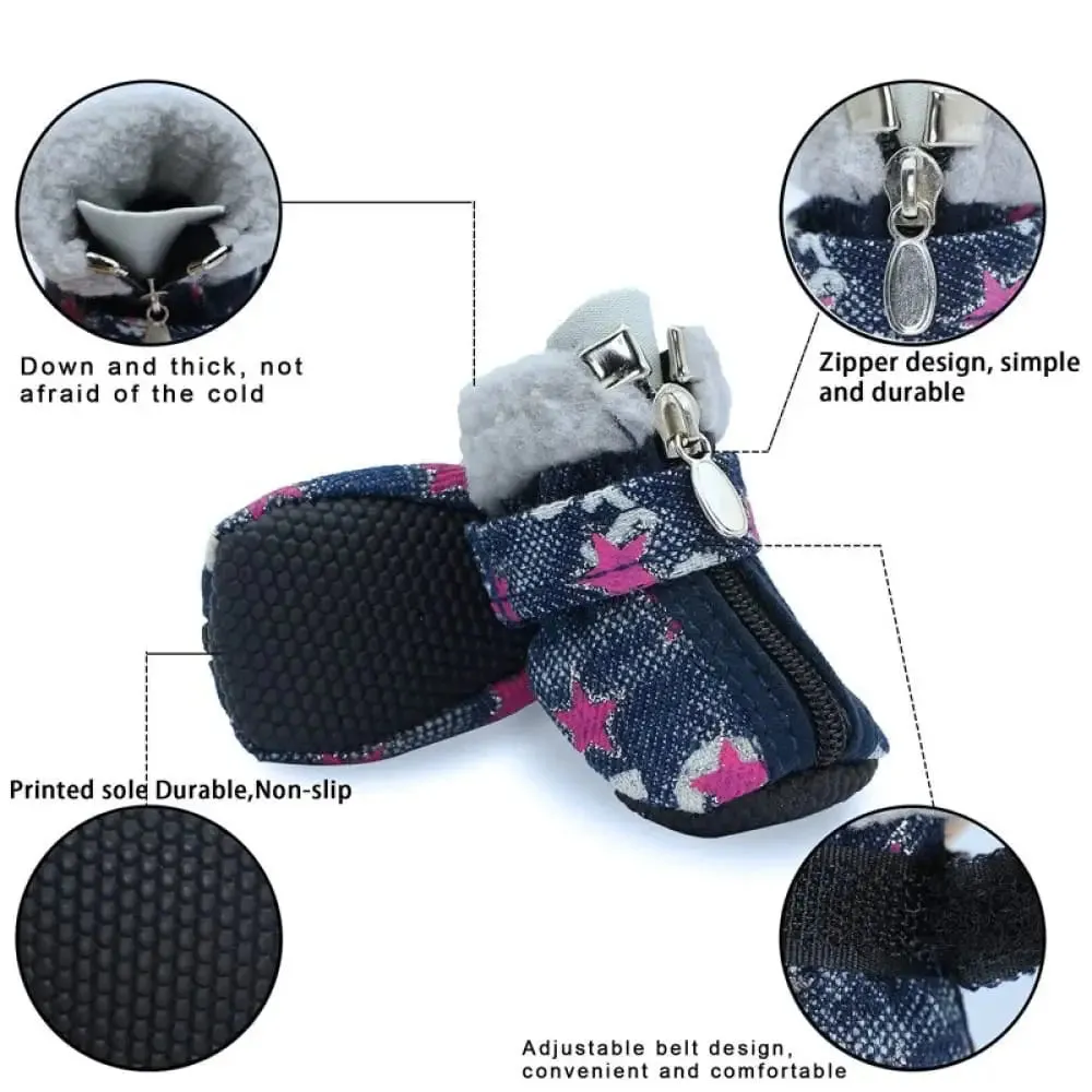 Winter Warm Comfortable Rugged Anti-slip Snow Paw Protector Hiking Boots