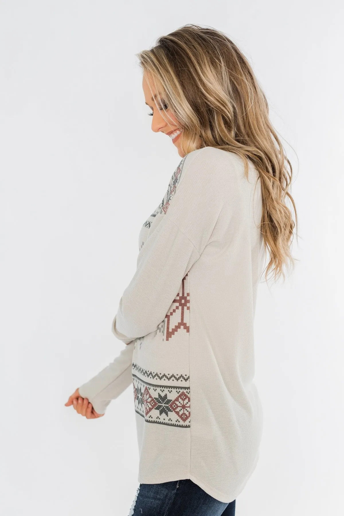 Winter Wonderland Thermal Top- Beige