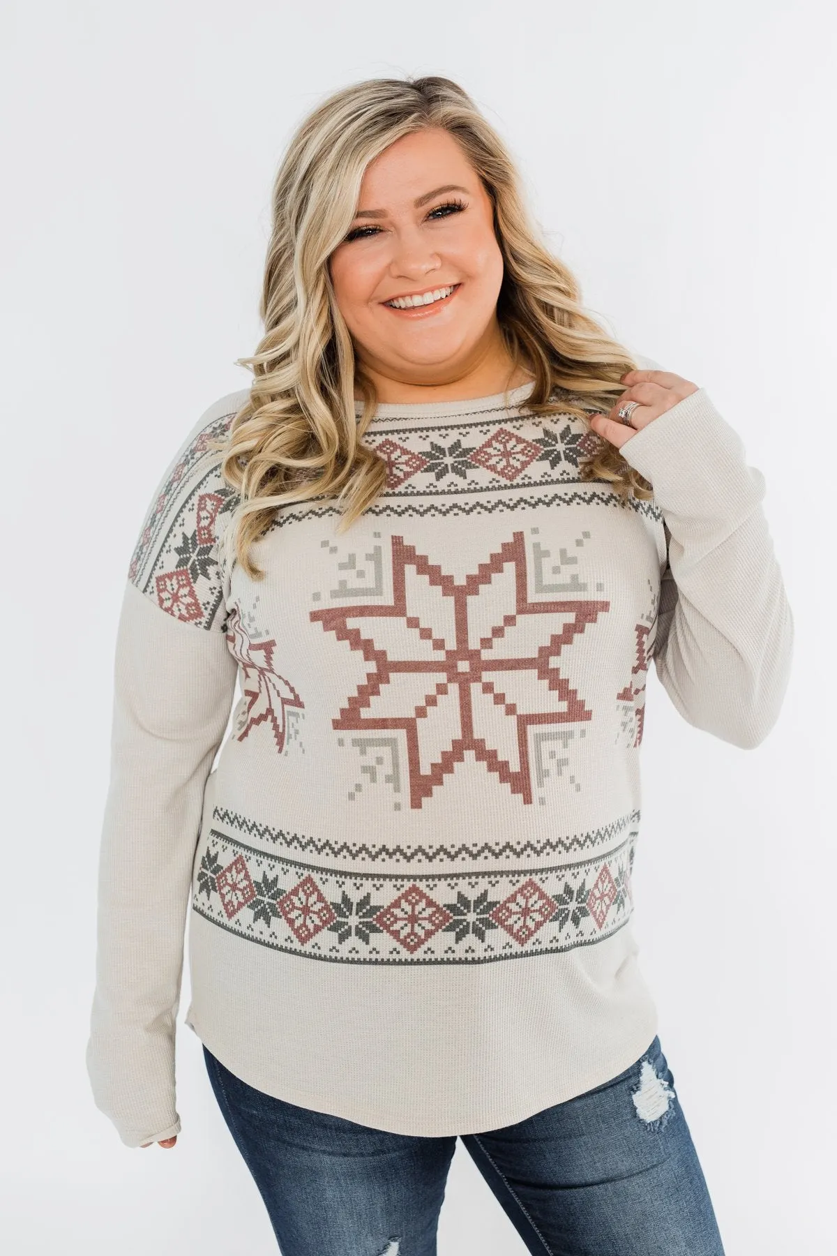 Winter Wonderland Thermal Top- Beige