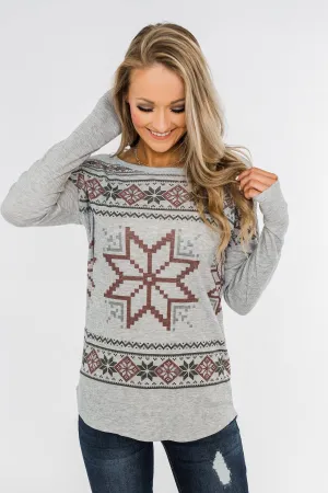 Winter Wonderland Thermal Top- Grey